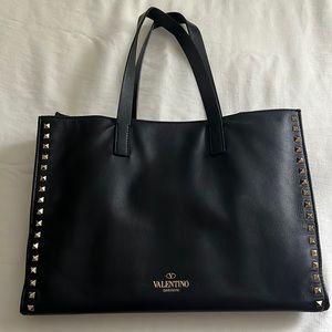 Valentino black leather tote